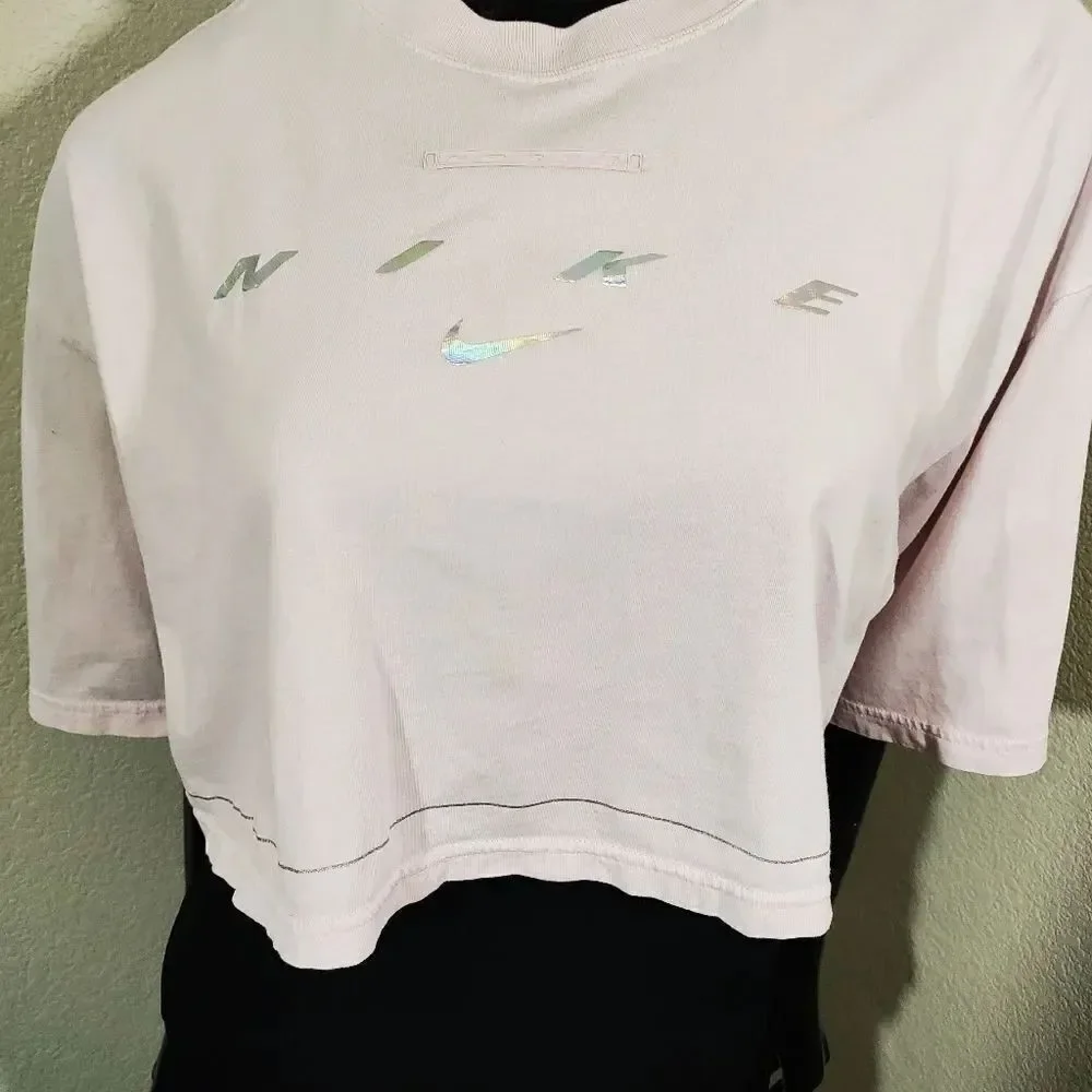 Nike Women's Pink Short Sleeve Cropped Top #7